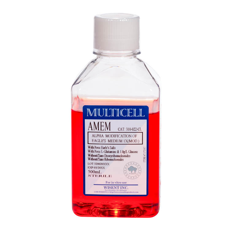 310-022 CL - AMEM 1X with Earle's Salts, L-Glutamine & 1.0g/L Glucose w/o Ribonucleosides & Deoxyribonucleosides 500ml